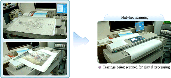 Flat-bed scanning of the tracings